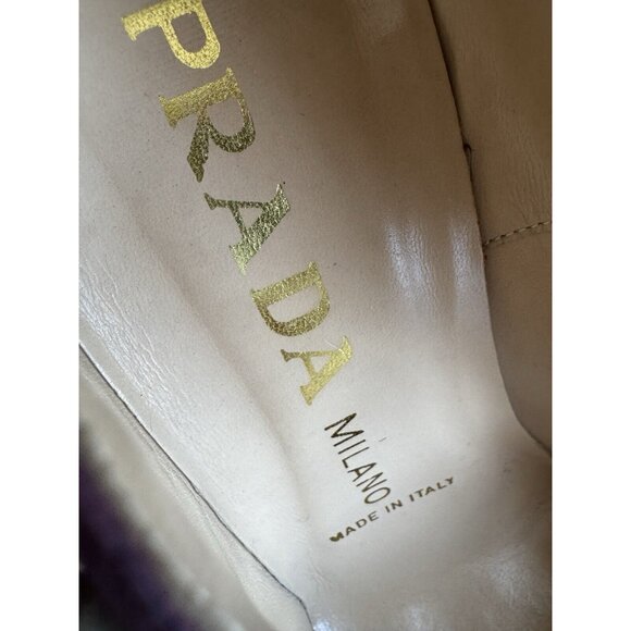 Prada Mary Jane 38 Heels Purple Satin Silk Vintage 1994 - Picture 12 of 14